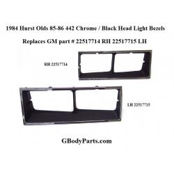 1984-86 Hurst Olds 442 Chrome with Black Paint Head Light Bezels